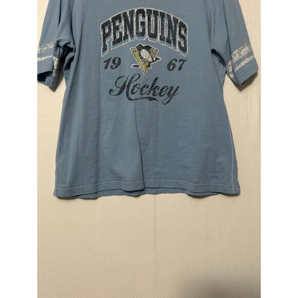 Pittsburgh Penguins Women's Tee Light Blue Short Sleeve 100% Cotton Top Size XL - Picture 3 of 10